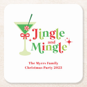 Jingle and Mingle Weihnachtsfeier Rechteckiger Pappuntersetzer