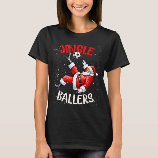 Jingle Ballers Funny Santa Football Christmas Socc T-Shirt (Vorderseite)