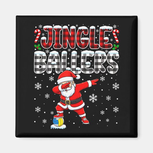 Jingle Ballers Plaid Santa Dabbing Volleyball Chri Magnet (Vorne)