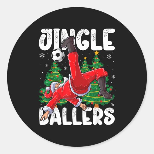 Jingle Ballers Santa Football Christmas Soccer Pla Runder Aufkleber (Vorderseite)