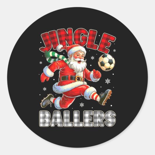 Jingle Ballers Santa Football Christmas Soccer Pla Runder Aufkleber (Vorderseite)