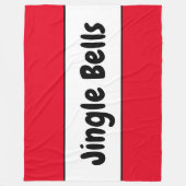JINGLE BALLS Retro Text Bright Red White Strips Fleecedecke (Vorderseite)