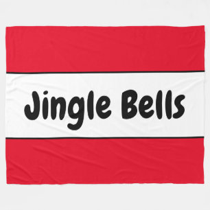 JINGLE BALLS Retro Text Bright Red White Strips Fleecedecke