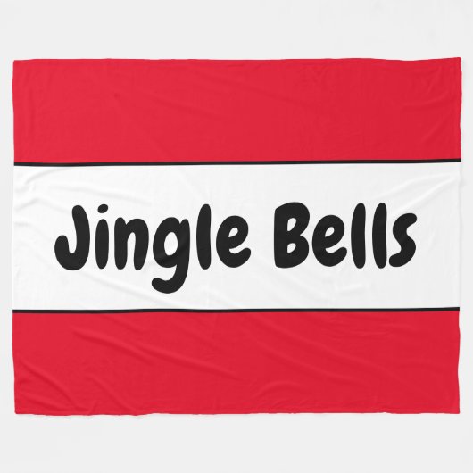 JINGLE BALLS Retro Text Bright Red White Strips Fleecedecke (Vorderseite (Horizontal))