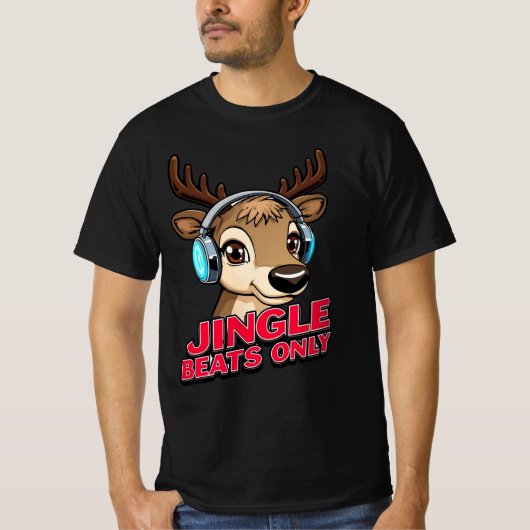 Jingle Beats Only – Musical Christmas Design T-Shirt (Vorderseite)