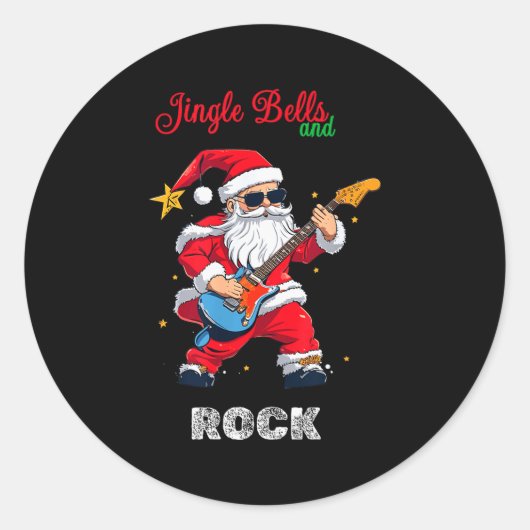 Jingle Bell And Rock Christmas Santa Rolling Playi Runder Aufkleber (Vorderseite)