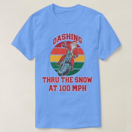 Jingle Bell Biker Santa, stürzt durch den Schnee T-Shirt (Design vorne)