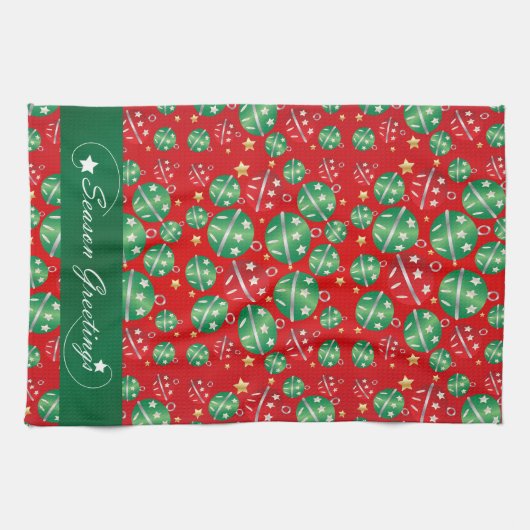 Jingle Bell Christmas Ornament Pattern Handtuch (Horizontal)