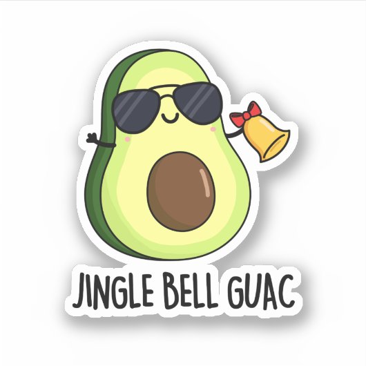 Jingle Bell Guac Funny Avocado Pun Aufkleber (Vorderseite)