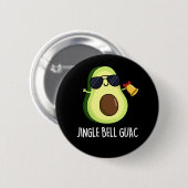 Jingle Bell Guac Funny Avocado Pun Dark BG Button (Vorne & Hinten)