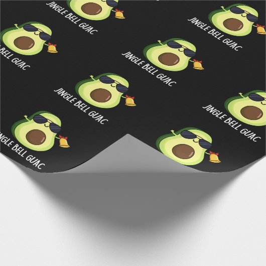 Jingle Bell Guac Funny Avocado Pun Dark BG Geschenkpapier (Ecke)