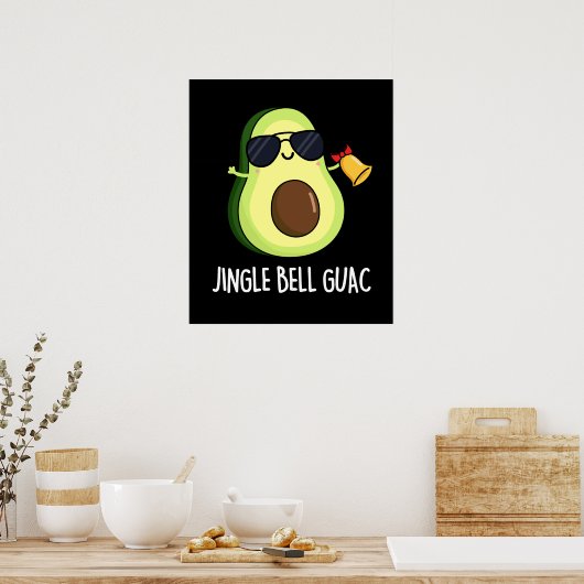 Jingle Bell Guac Funny Christmas Pun Dark BG Poster (Küche)