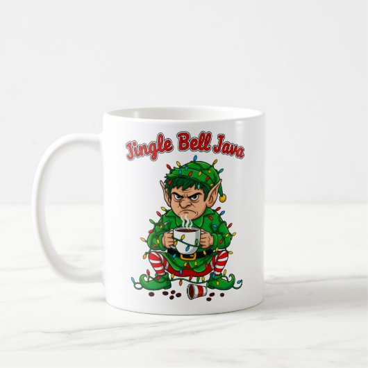 Jingle Bell Java Funny Elf Coffee Design Kaffeetasse (Links)