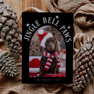Jingle Bell Paws Dog Foto Black Christmas Feiertagskarte