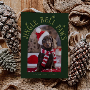 Jingle Bell Paws Dog Foto Green Christmas Feiertagskarte