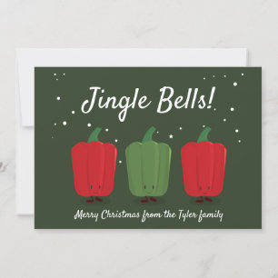 Jingle Bell Pepper Christmas Flat Holiday Card Feiertagskarte