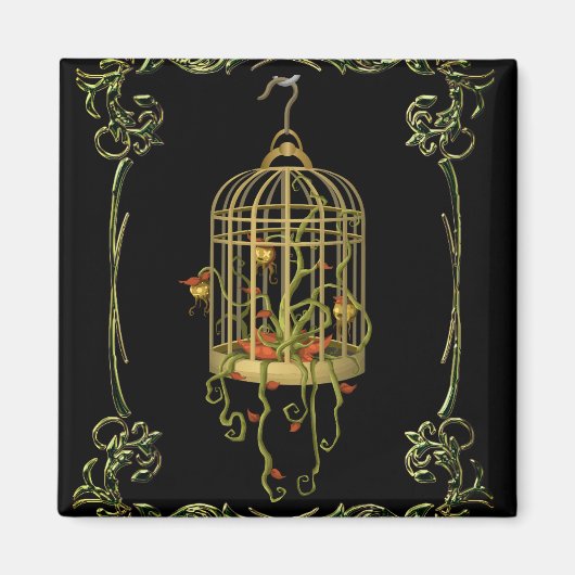 Jingle Bell Pflanze Birdcage einzigartig whimsisic Magnet (Vorne)