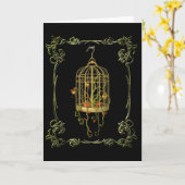 Jingle Bell Pflanze in einem Vogelkäfig Jugendstil Karte (Gelbe Blume)