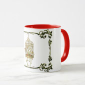Jingle-Bell-Pflanze in einem Vogelkäfig-Jugendstil Tasse (VorderseiteRechts)