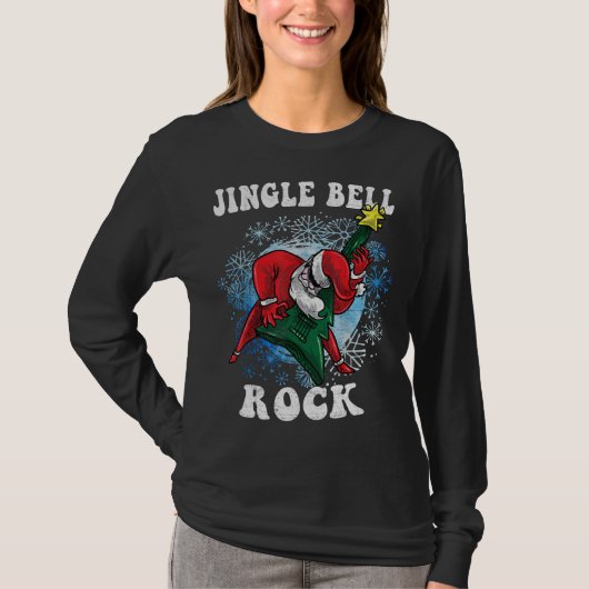 Jingle Bell Rock Santa Playing Gitarre Christmas F T-Shirt (Vorderseite)