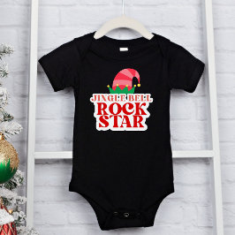 Jingle Bell Rock Star, Christmas Black Baby Strampler
