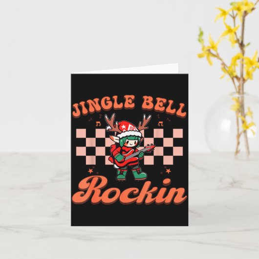 Jingle Bell Rocking Christmas Elf Rock N Roll Guit Karte (Gelbe Blume)