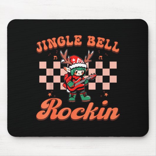 Jingle Bell Rocking Christmas Elf Rock N Roll Guit Mousepad (Vorne)