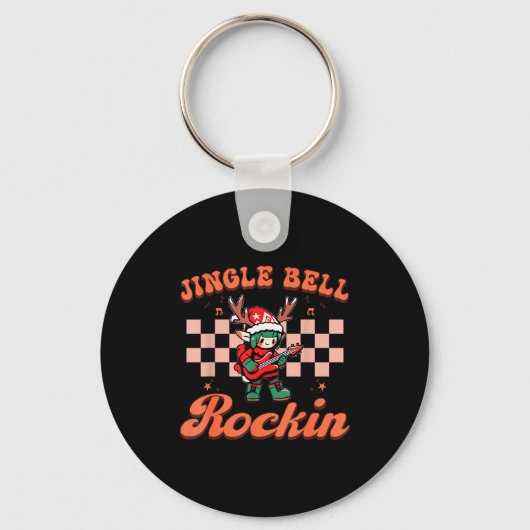 Jingle Bell Rocking Christmas Elf Rock N Roll Guit Schlüsselanhänger (Vorderseite)