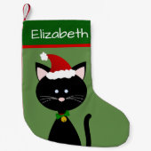 Jingle Bell Santa Black Kitty Kleiner Weihnachtsstrumpf (Vorderseite)