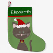 Jingle Bell Santa Gray Kitty Kleiner Weihnachtsstrumpf (Vorderseite)