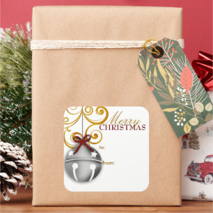 Jingle Bell Weihnachts-Geschenkanhänger-Aufkleber Quadratischer Aufkleber