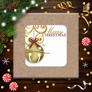 Jingle Bell Weihnachtsgeschenk-Anhänger-Aufkleber Quadratischer Aufkleber