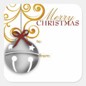 Jingle Bell Weihnachtsgeschenk Tag Sticker (Vorderseite)