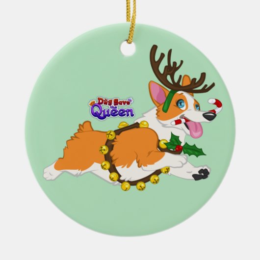 Jingle BellCorgi-Verzierung Keramik Ornament (Vorne)