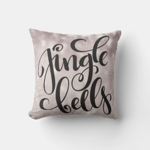 Jingle Belles Schriftzug Silber Glitter Weihnachte Kissen
