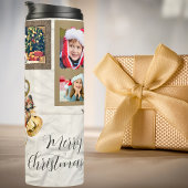 Jingle Bells 5 Foto Collage Gold White Eclectic Thermosbecher