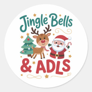 Jingle Bells ADLS Ergotherapie OT Rentier Runder Aufkleber