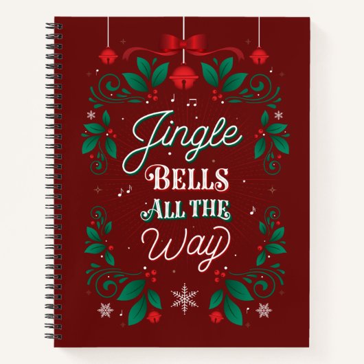Jingle Bells All The Way Christmas Sketchbook Notizblock (Vorderseite)