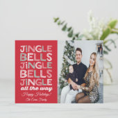 Jingle Bells Christmas Foto Grußkarte Einladung (Stehend Vorderseite)