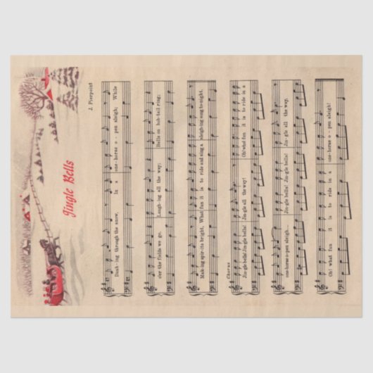 Jingle Bells Christmas Holiday Carol Sheet Music Seidenpapier (Vorderseite)