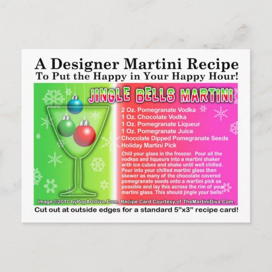 Jingle Bells Christmas Martini Rezept Postcard Postkarte (Vorderseite)