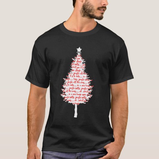 Jingle Bells Christmas Tree Red and White T-Shirt (Vorderseite)