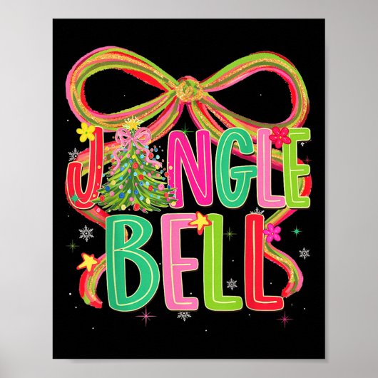 Jingle Bells Coquette Bow Merry Christmas Tree Gir Poster (Vorne)
