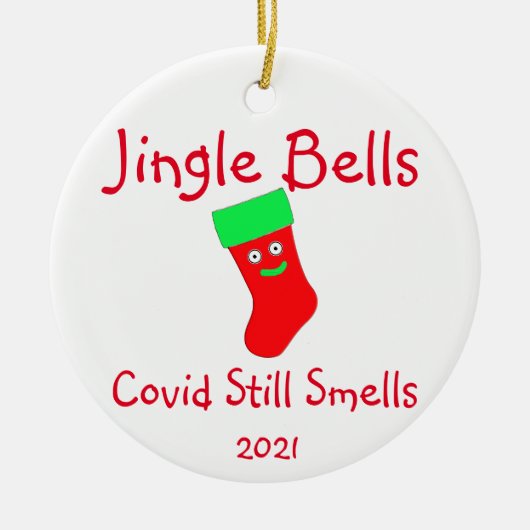 Jingle Bells, Covid noch riecht Keramik Ornament (Vorne)