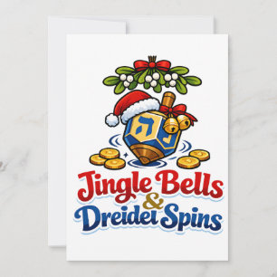 Jingle Bells & Dreidel dreht Christmukkah Chanukka Dankeskarte