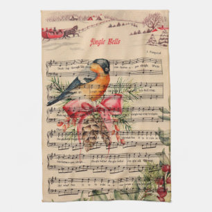 Jingle Bells ein Vintage-Weihnachtslied Songblatt Geschirrtuch