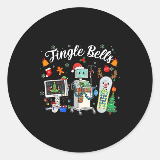 Jingle Bells Er Nurse Funny Christmas Tech Nursing Runder Aufkleber (Vorderseite)