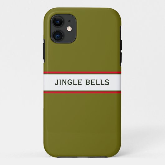 JINGLE BELLS Festive Olive Green Streifen Case-Mate iPhone Hülle (Rückseite)