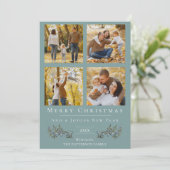 Jingle Bells Foto Collage Weihnachten | Aquamarin (Stehend Vorderseite)