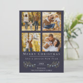 Jingle Bells Foto Collage Weihnachten | Blau (Stehend Vorderseite)